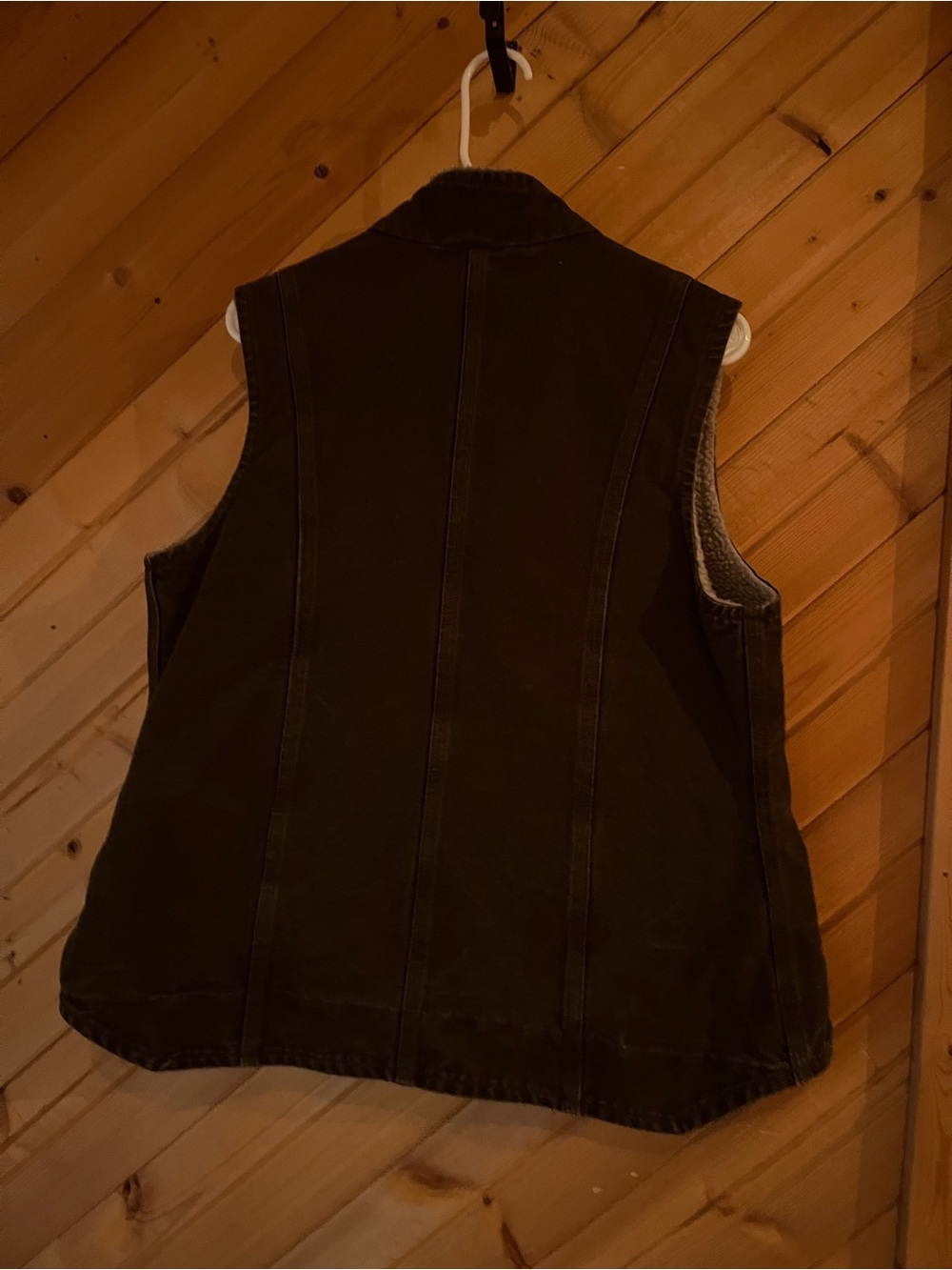 Carhartt Dark Brown Canvas Sherpa-Lined Vest - Picture 4 of 4